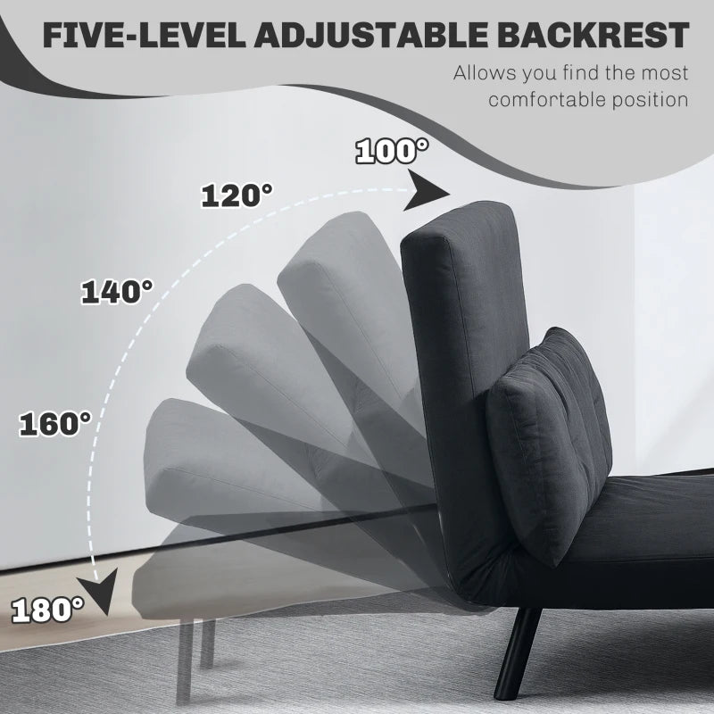 Velvet-Feel Double Sofa Bed with Pillows in Black - Versatile 4-in-1 Design for Comfort and Style