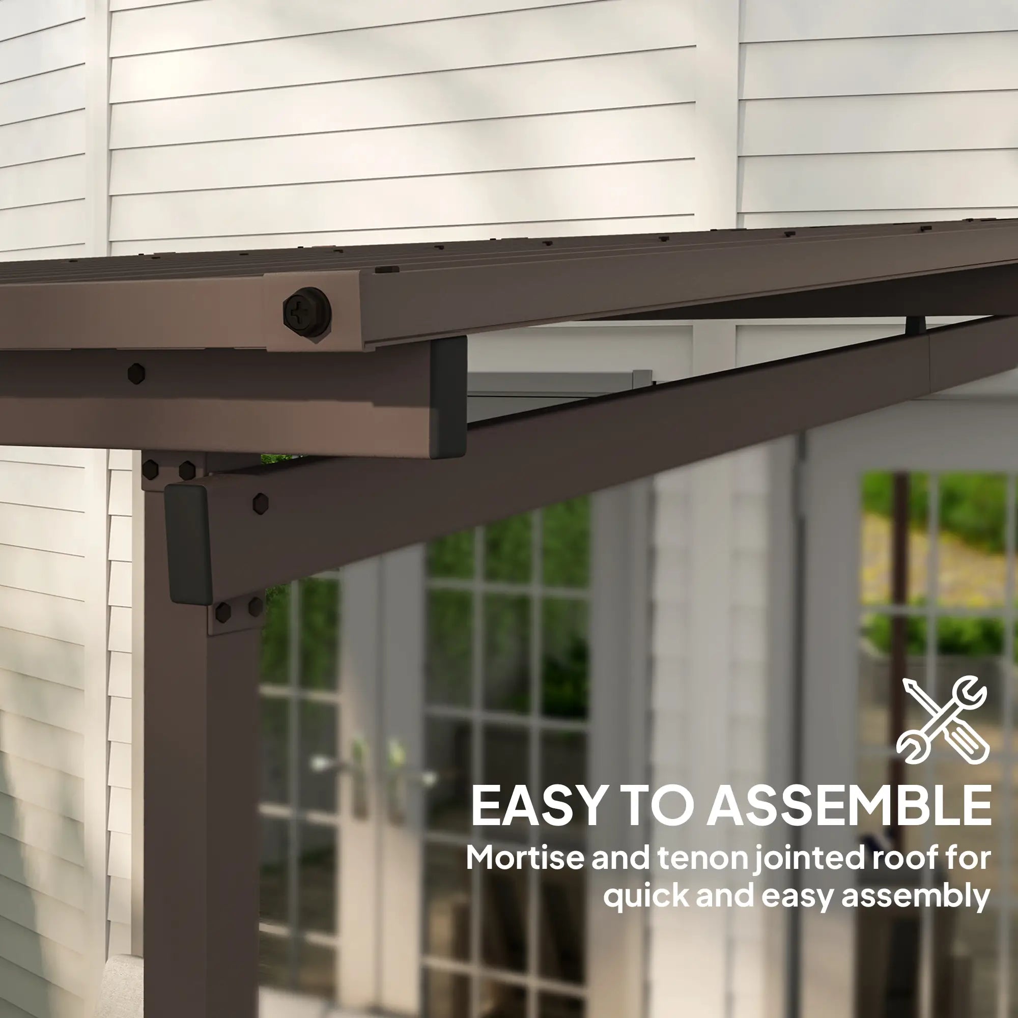 3m x 3m Brown Metal Lean-To Pergola