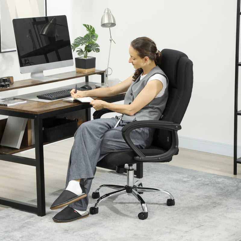 Vinsetto Linen-Look Swivel Office Chair in Black - Stylish Ergonomic Design for Home & Office Use