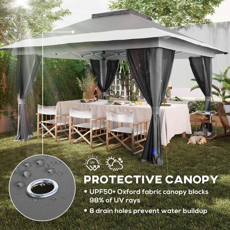 Durable 3.6 x 3.6m Grey Pop-Up Gazebo with Accessories