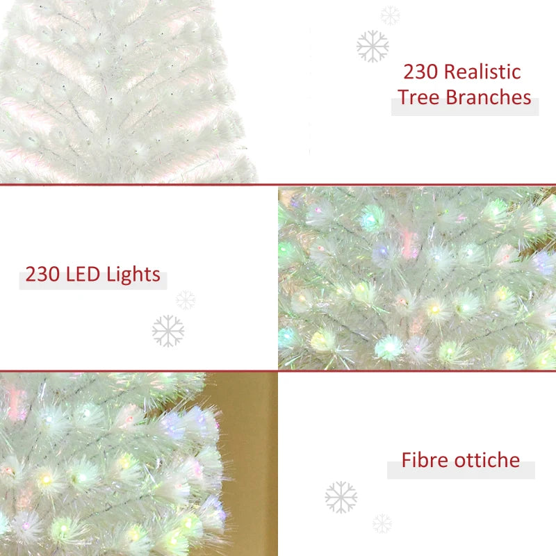 5ft Prelit Artificial Christmas Tree with Fiber Optic LED Lights - White Holiday Home Xmas Decoration
