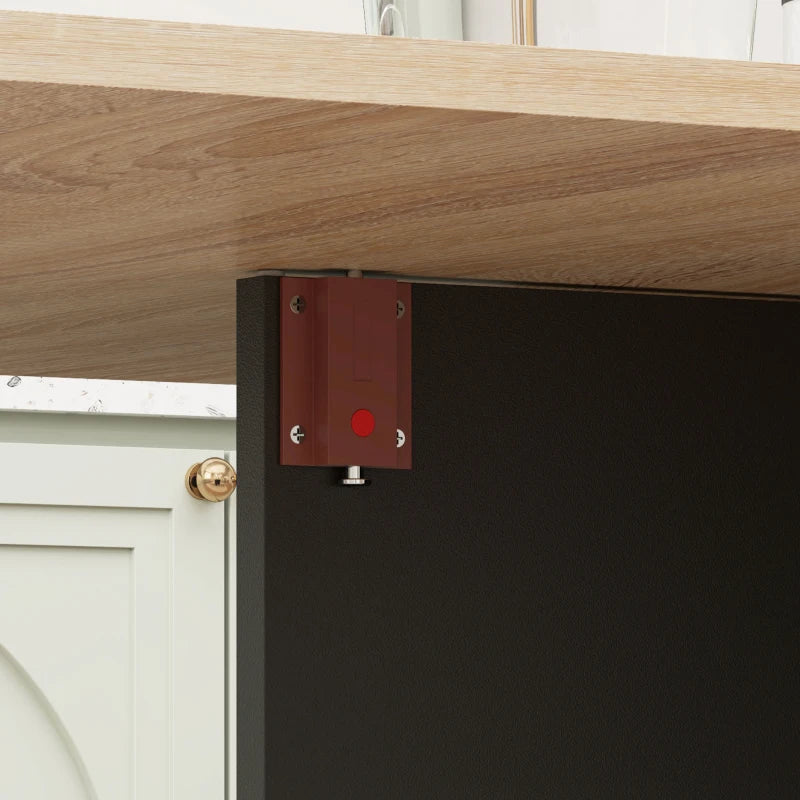 Folding Drop Leaf Dining Table with 2-Tier Shelves & Rolling Casters - Space-Saving Oak & Black Design for Kitchen