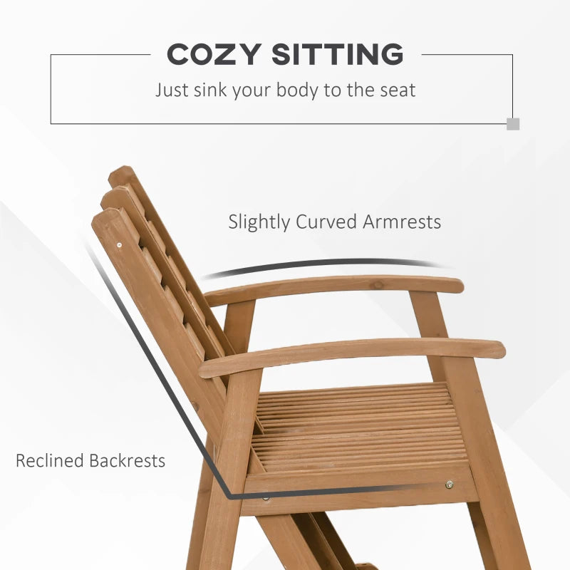 Rustic Wooden Garden Rocking Bench, 2-Seater Loveseat with Adjustable Backrests