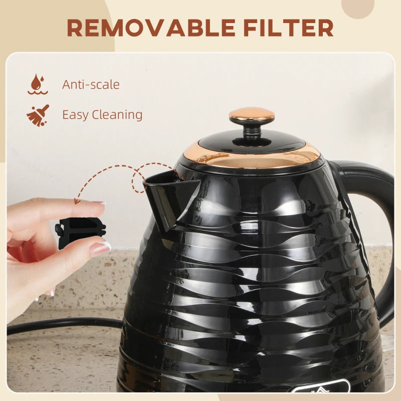 3kW Rapid Boil Black Honeycomb Kettle - Stylish Electric Tea Maker for Fast Boiling Water