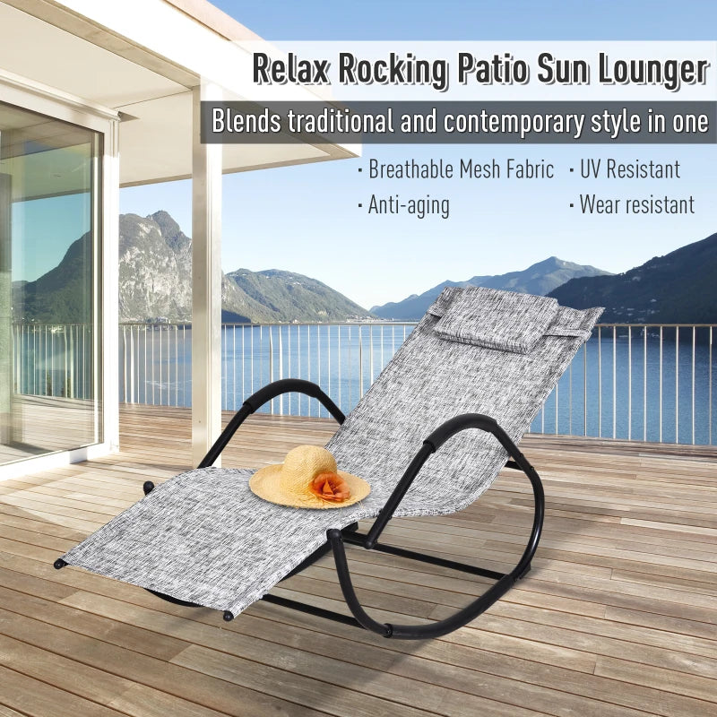 Grey Zero Gravity Rocking Lounge Chair with Pillow