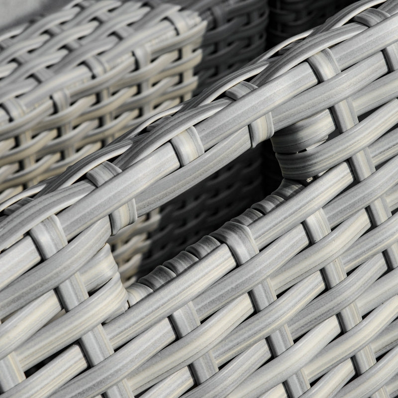 3 Seater Grey Rattan Sofa With Cream Cushions