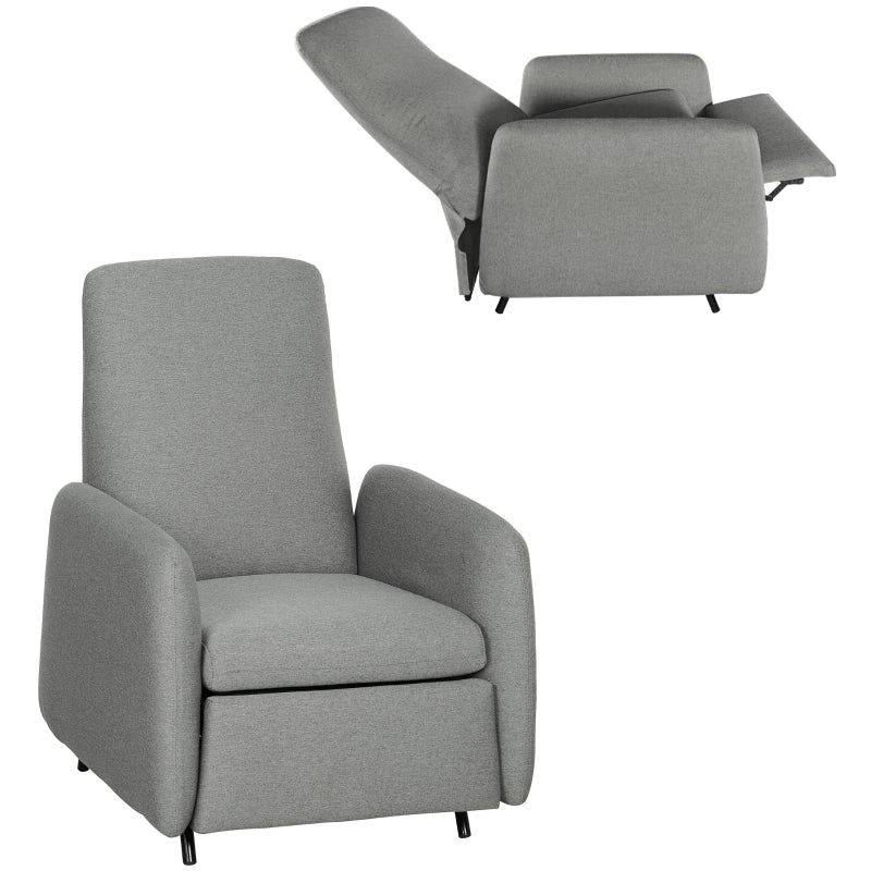 High Back Recliner Armchair with Adjustable Leg Rest and Pocket Spring Seat for Living Room and Bedroom, Grey