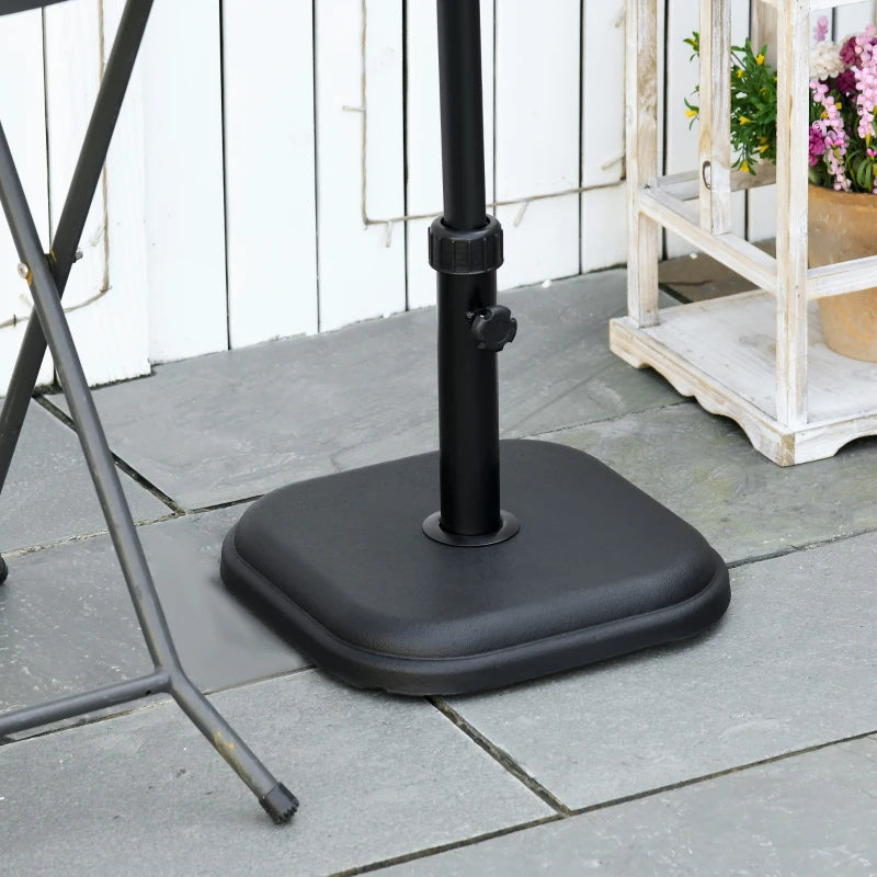 Black Square Concrete Garden Parasol Base Holder - 11kg