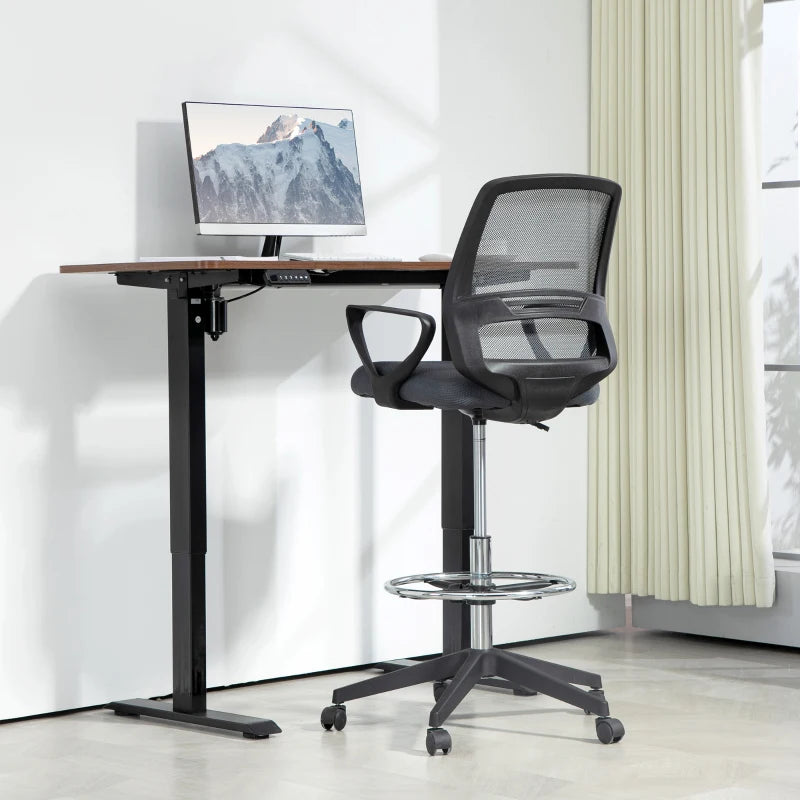 Vinsetto Draughtsman Office Chair with Footrest - Adjustable Height 102.5-126cm, Ergonomic Grey Design for Comfort and Support