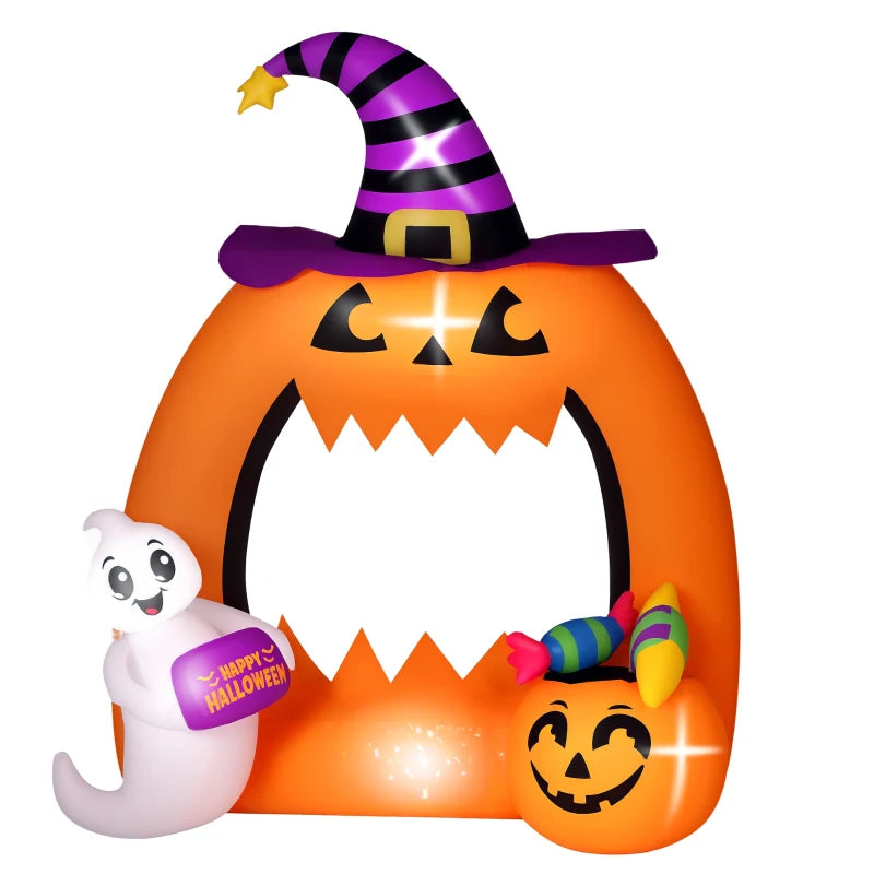 4.9ft Inflatable Pumpkin Archway - Spooky Halloween Decoration for Outdoor & Indoor Festivities - Perfect for Trick or Treat!