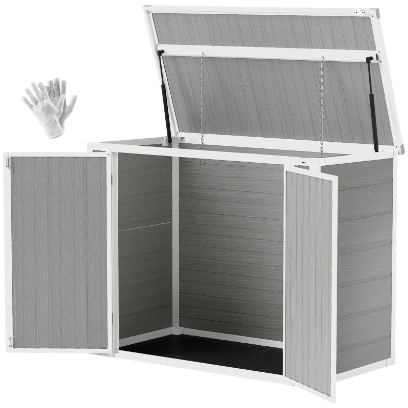 4.7ft x 2.5ft Grey Garden Shed - Double Bin Storage Shed with Lockable Doors, Outdoor Small Shed