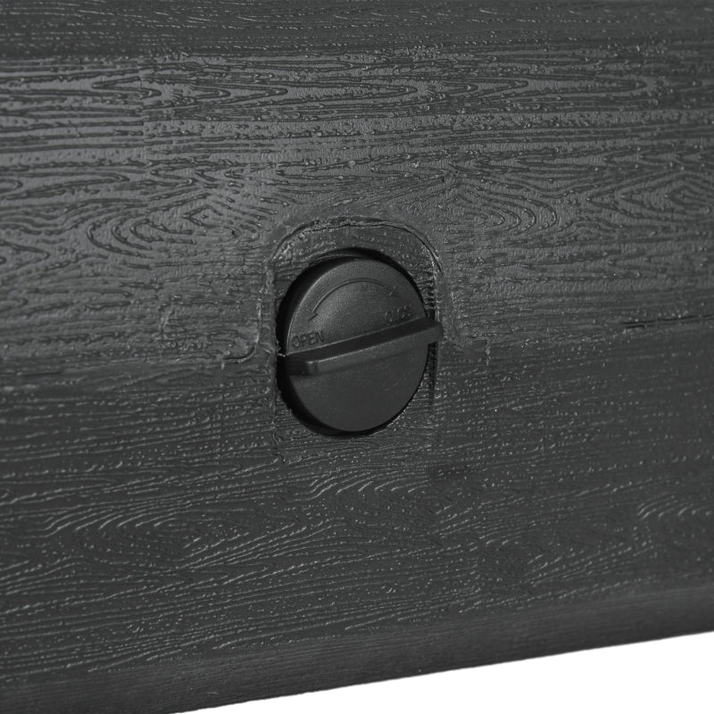 Black Square Umbrella Base with Wood Effect - 40kg Plastic Stand for Outdoor Patio Umbrella