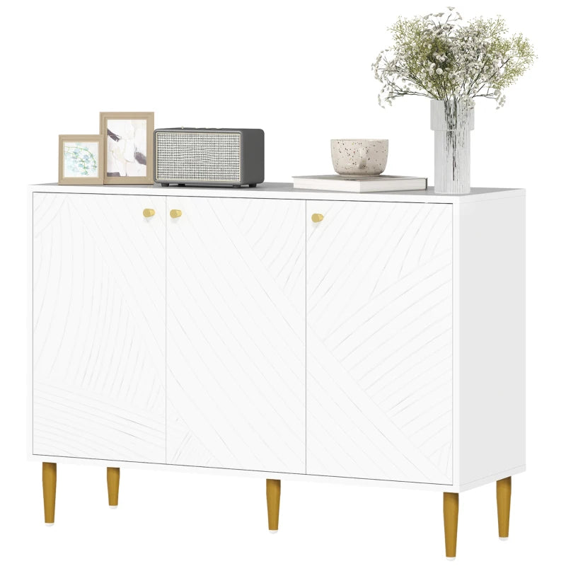 Elegant White and Gold Two-Cupboard Sideboard for Stylish Storage