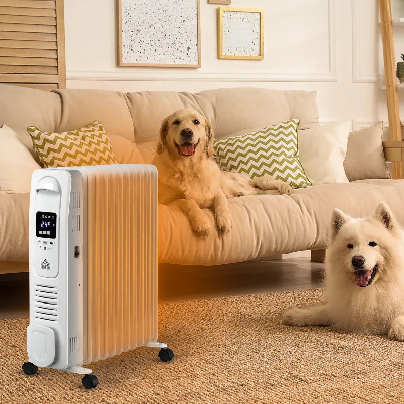2500W Digital Display Oil Filled Radiator 11 Fin Portable Electric Heater with Timer and Remote