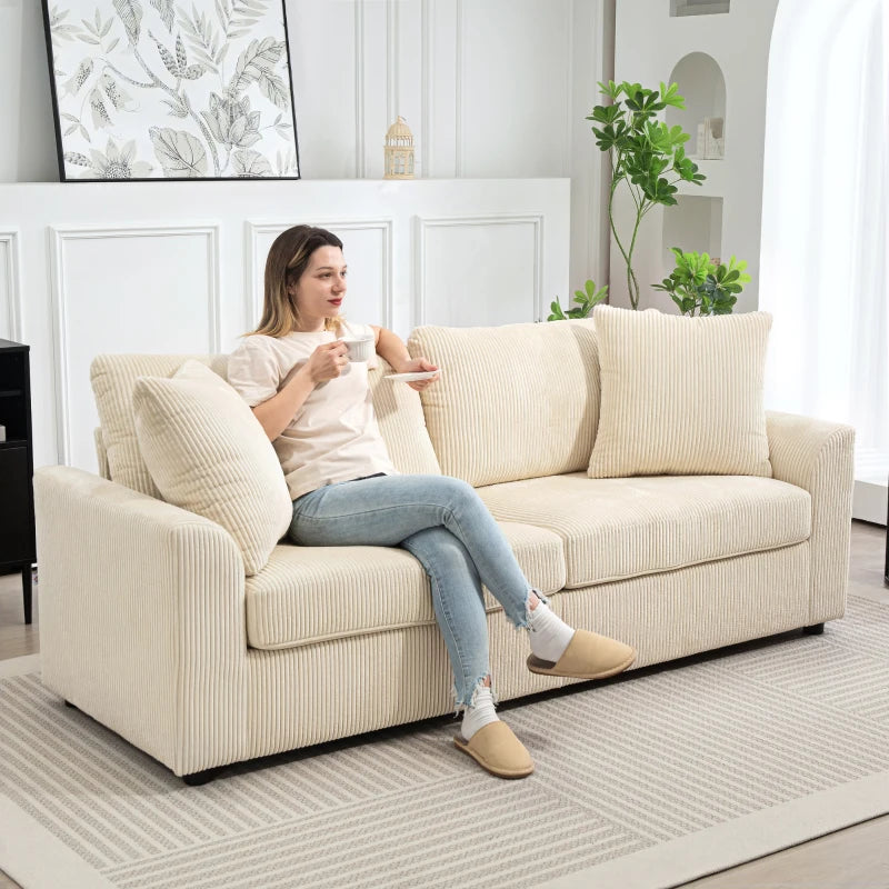 Modern 3-Seater Fabric Sofa with Spring Cushions and Scatter Cushions for Living Room or Home Office