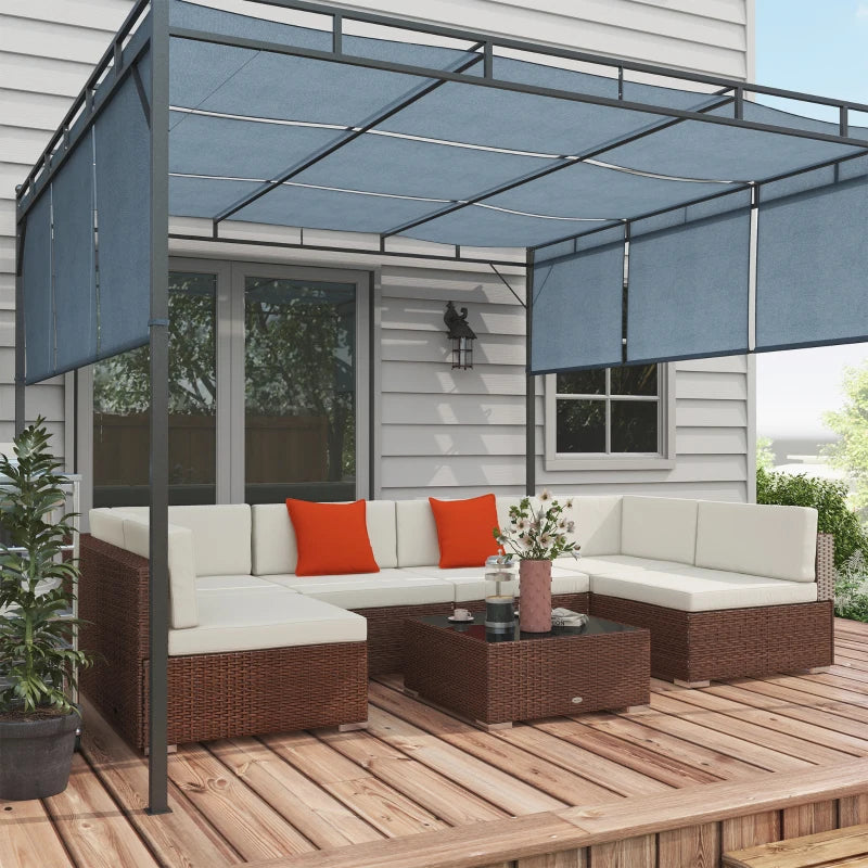 Seven-Piece Brown/Beige Rattan Garden Set With Glass-Top Table