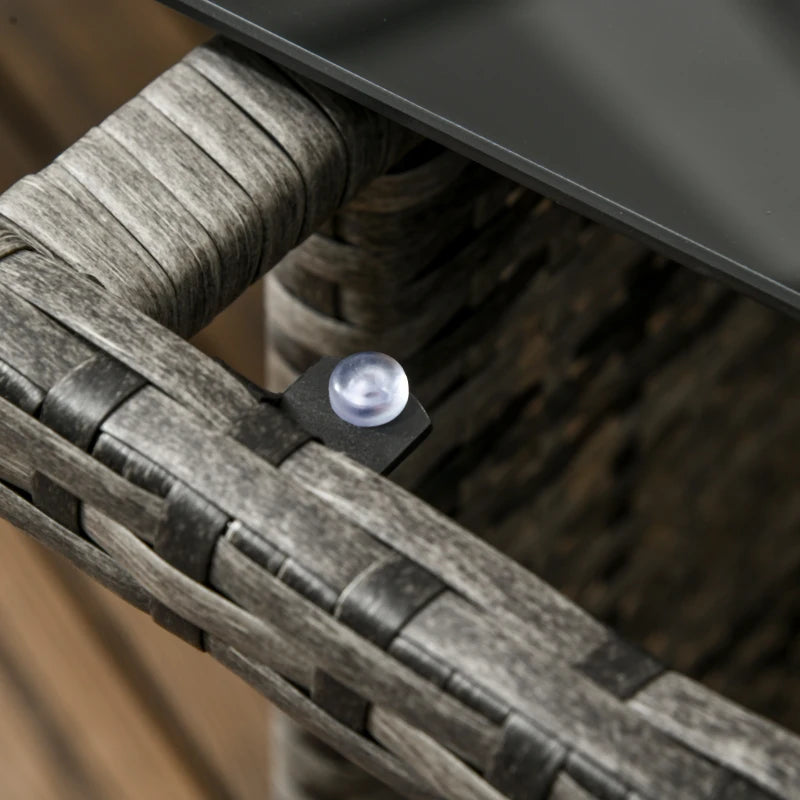 7-Seater Orange Cushioned Rattan Wicker Patio Sofa Set with Glass Table