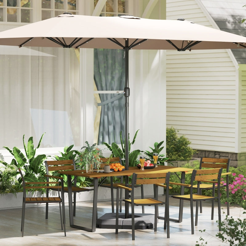 7-Piece Garden Dining Set - Fir Wood Table & 6 Stackable Chairs with Umbrella Hole