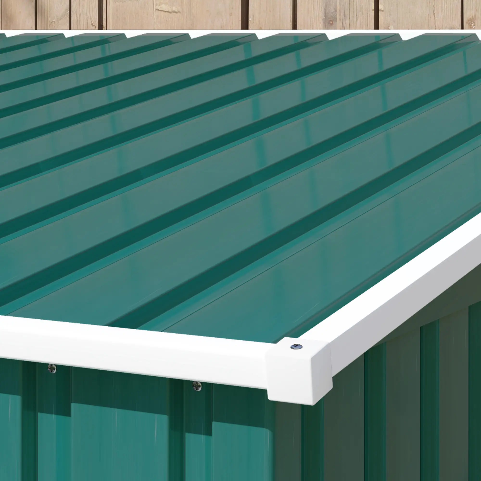 Green 7ft x 5ft Lean-To Metal Shed with Sliding Door