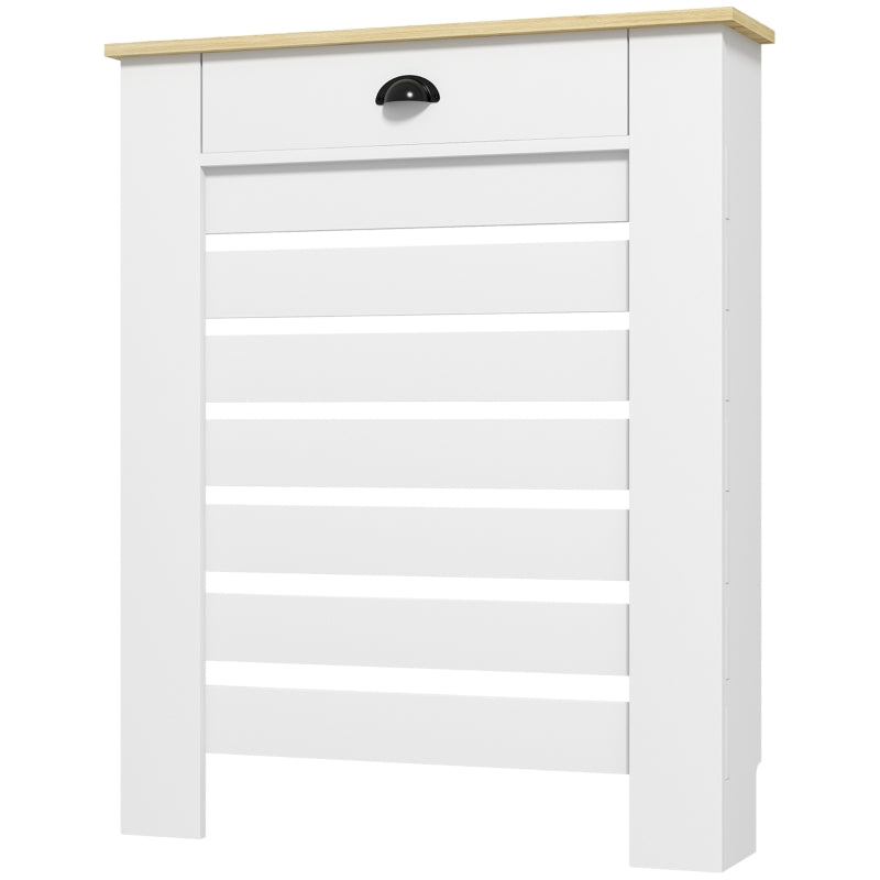 Elegant White Radiator Cover with Drawer 95.5H x 78Wcm for Home Decor