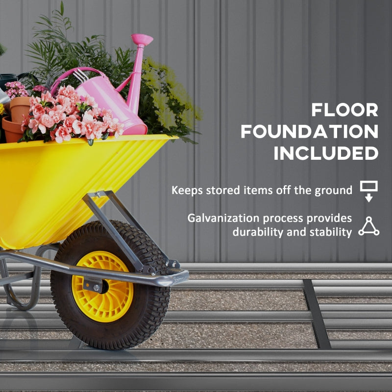 9ft x 6ft Outdoor Garden Storage Oasis with Foundation, Ventilation, and Rustic Brown Doors