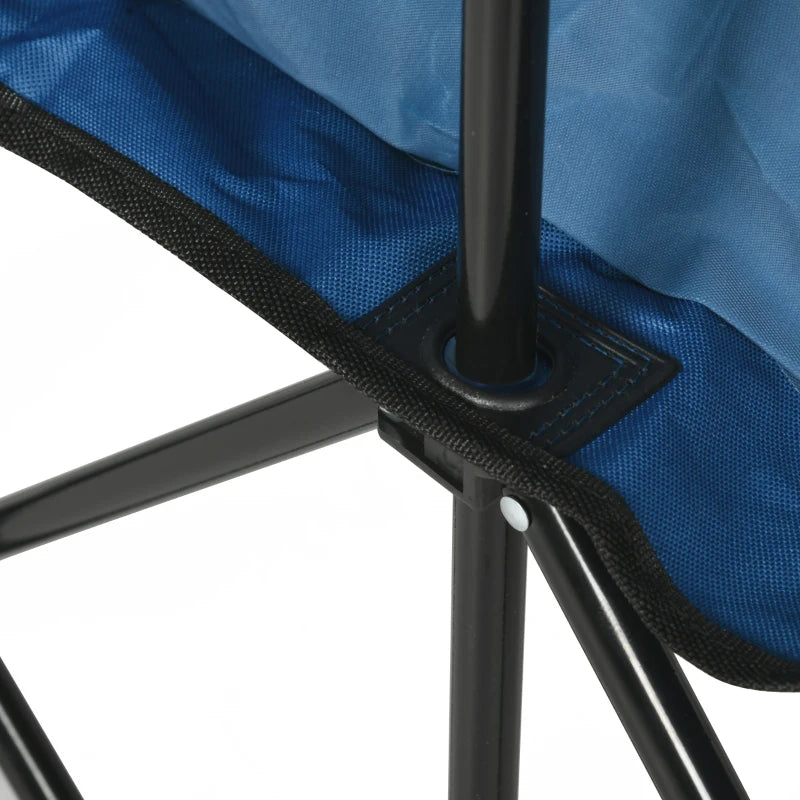 6 Seater Portable Folding Camping Chair with Cup Holder and Carry Bag Blue