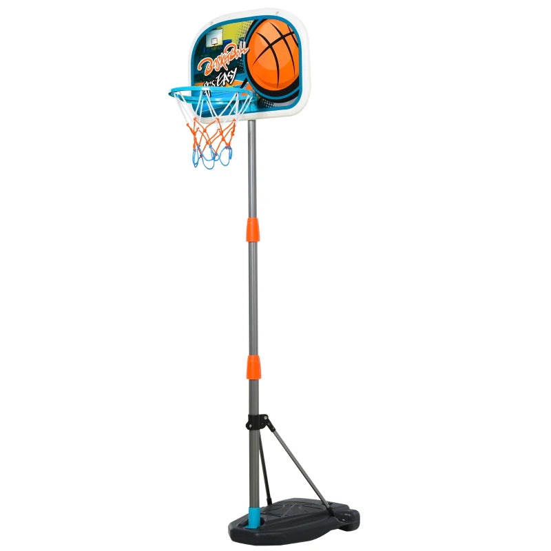 Adjustable Kids Basketball Hoop Portable Stand Set with Ball Pump and Netting Backboard