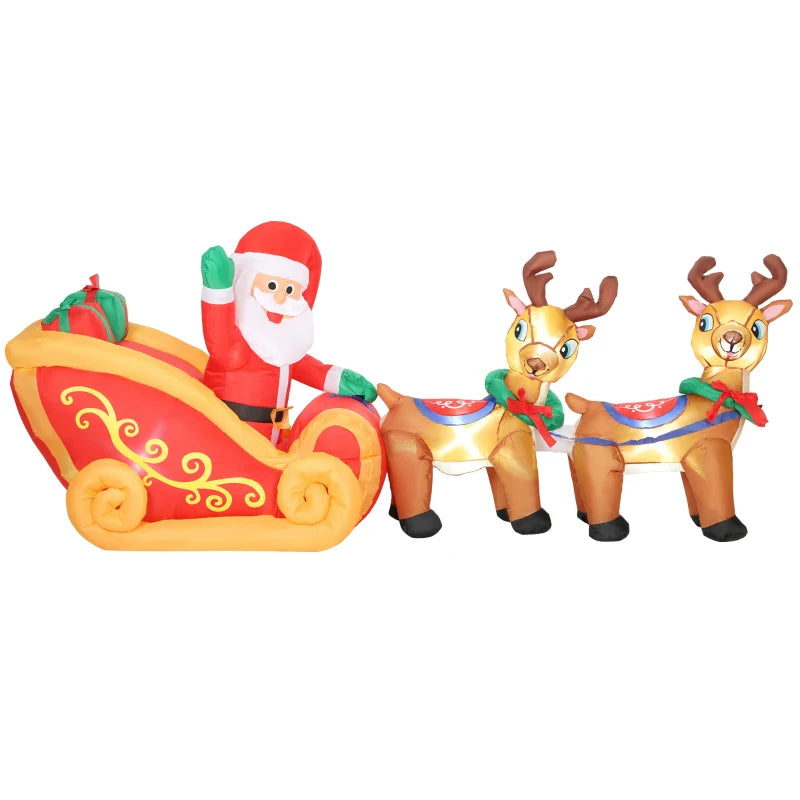 7.9ft Inflatable Santa Sleigh with 2 Reindeer - LED Christmas Decoration for Outdoor & Indoor Holiday Home Decor