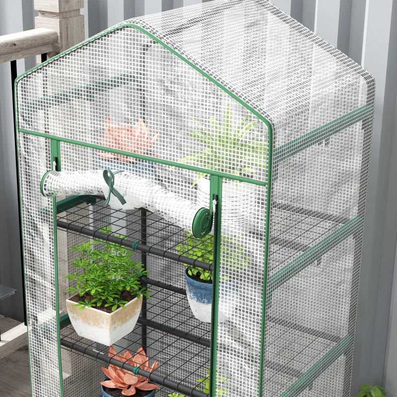 193cm White Five Shelf Mini Greenhouse - Indoor/Outdoor Plant Storage