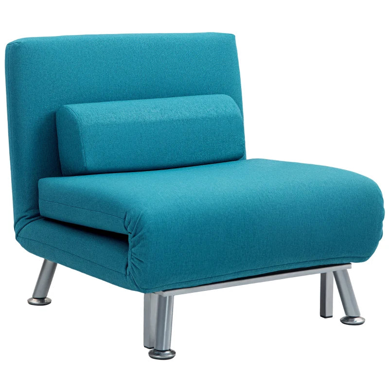 Linen-Feel Dark Blue Sleeper Chair for Stylish and Comfortable Guest Accommodation