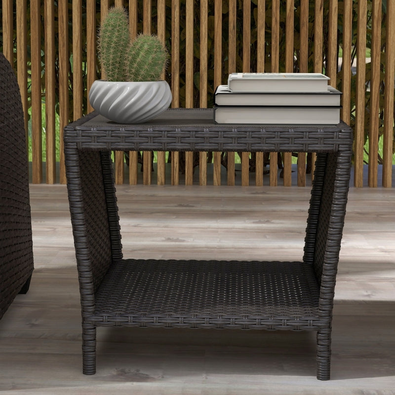 5-Piece Rattan Patio Reclining Chair Set with Footstools, Coffee Table & Cushions - Outdoor Garden Furniture in Brown