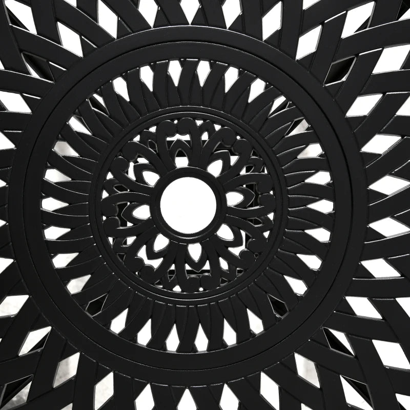 Black Round Outdoor Dining Table with Parasol Hole - 78cm