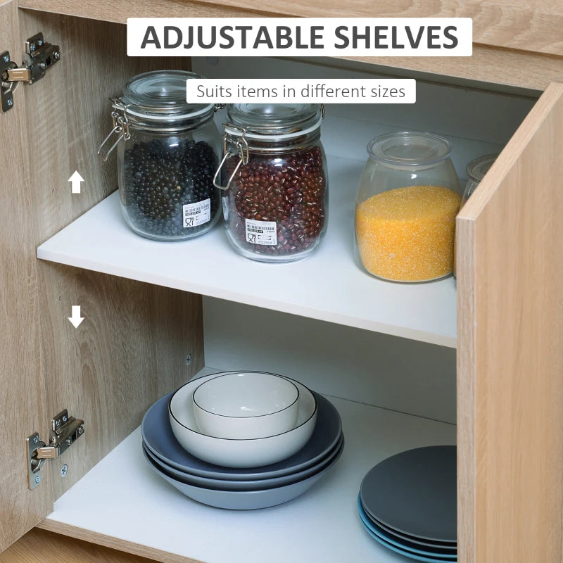 Rolling Kitchen Storage Trolley Cart with Locking Wheels, Cupboard, Shelves, Door & Drawer - Versatile Island Organizer