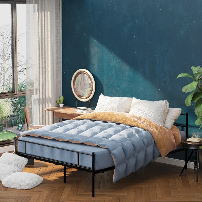 King Metal Bed Frame with Headboard & Footboard - Solid Slat Support, Underbed Storage, Stylish Black Bedroom Furniture
