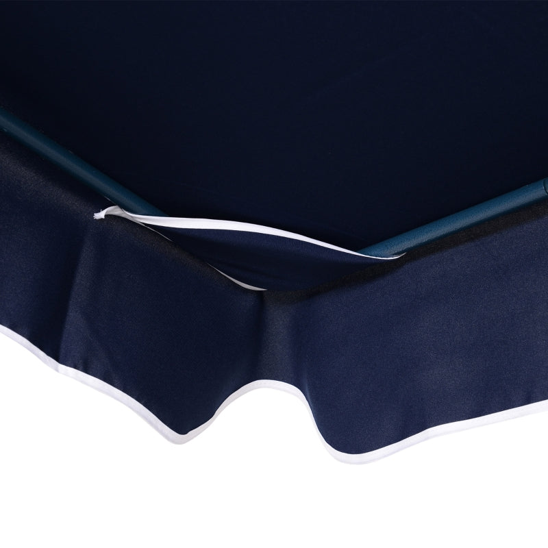 Blue Striped 3-Seater Outdoor Swing Chair with Adjustable Canopy