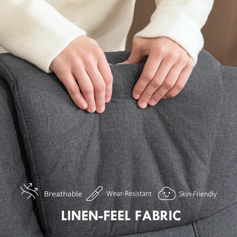 Charcoal Grey Linen Rocker Swivel Recliner Chair with Footstool for Ultimate Comfort