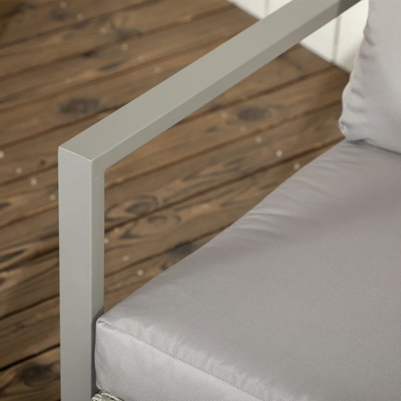 6 Piece Light Grey Rattan Garden Sofa Set