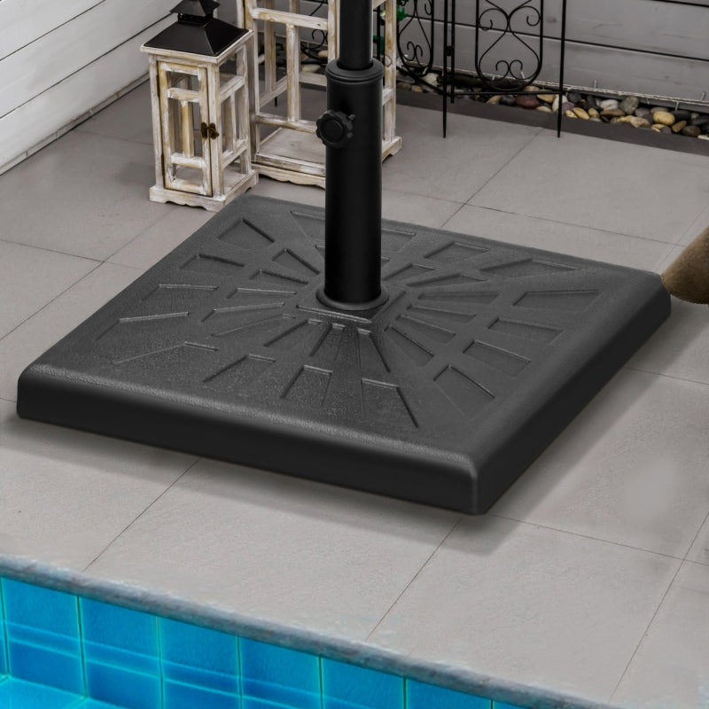 Black Square Resin Garden Parasol Base Holder - 19kg Weight