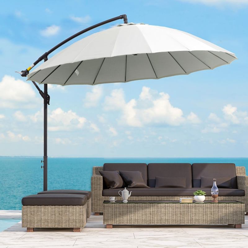 3m Cream White Cantilever Patio Umbrella with 18 Ribs & Vents