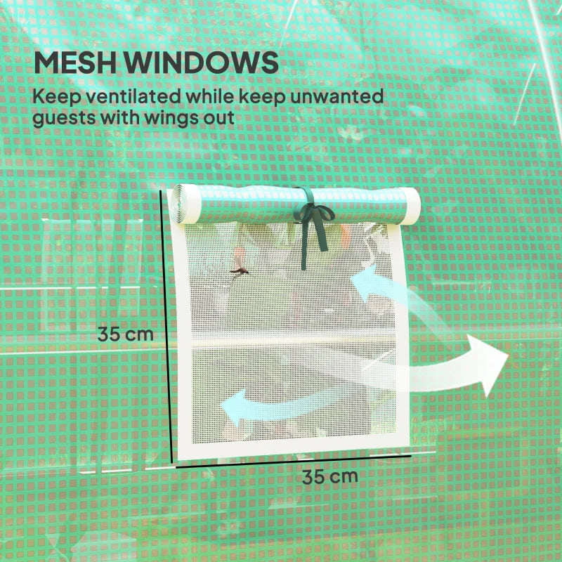 4m x 3m Green Polytunnel Greenhouse with Windows and Doors