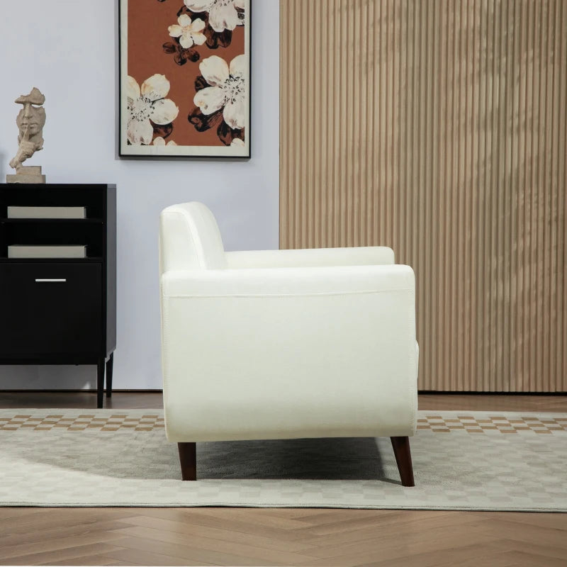 Cream Two-Seater Linen-Look Sofa for Stylish Living Room Seating