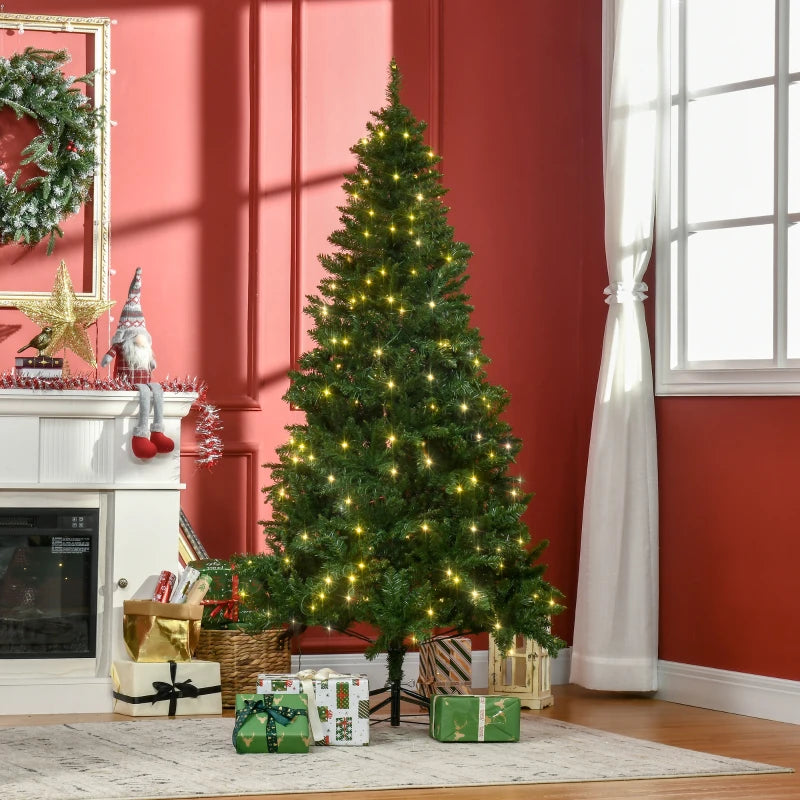 6FT Green Christmas Tree with Warm White LED Lights - Perfect Holiday Home Decoration for Festive Cheer