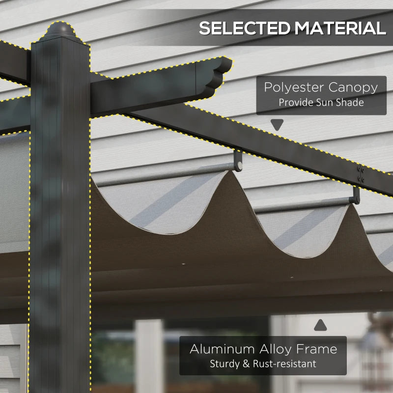 Grey 4m x 3m Aluminium Pergola with Retractable Roof