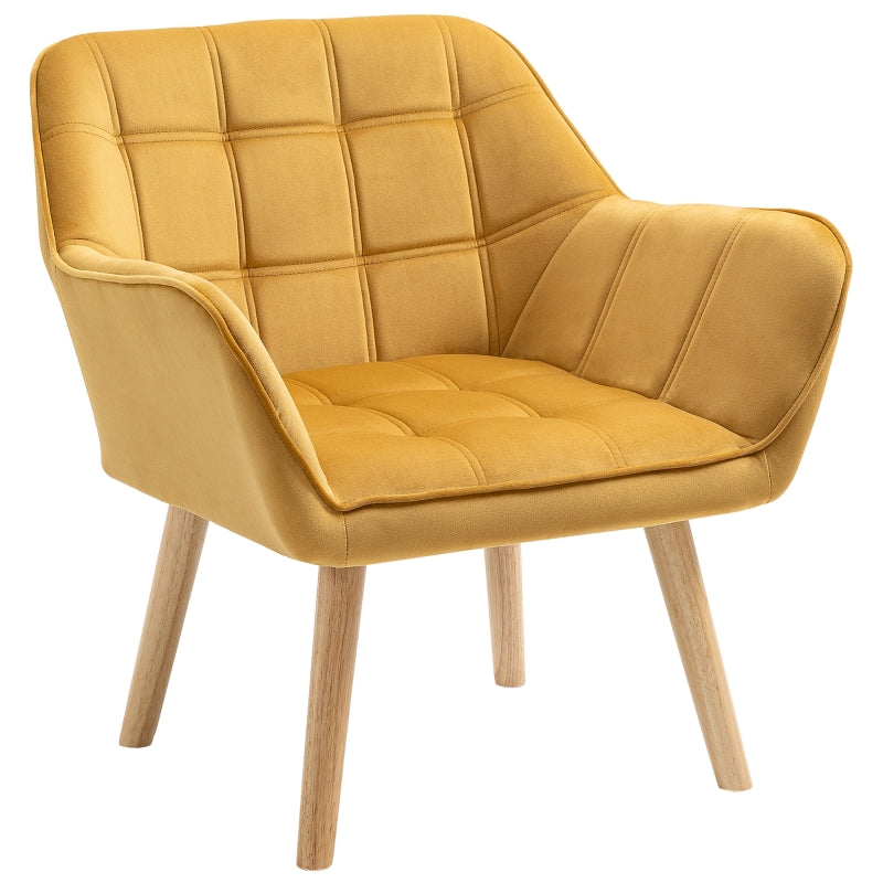 Stylish Modern Accent Chair with Wide Arms and Slanted Back for Living Room, Bedroom or Home Office in Yellow