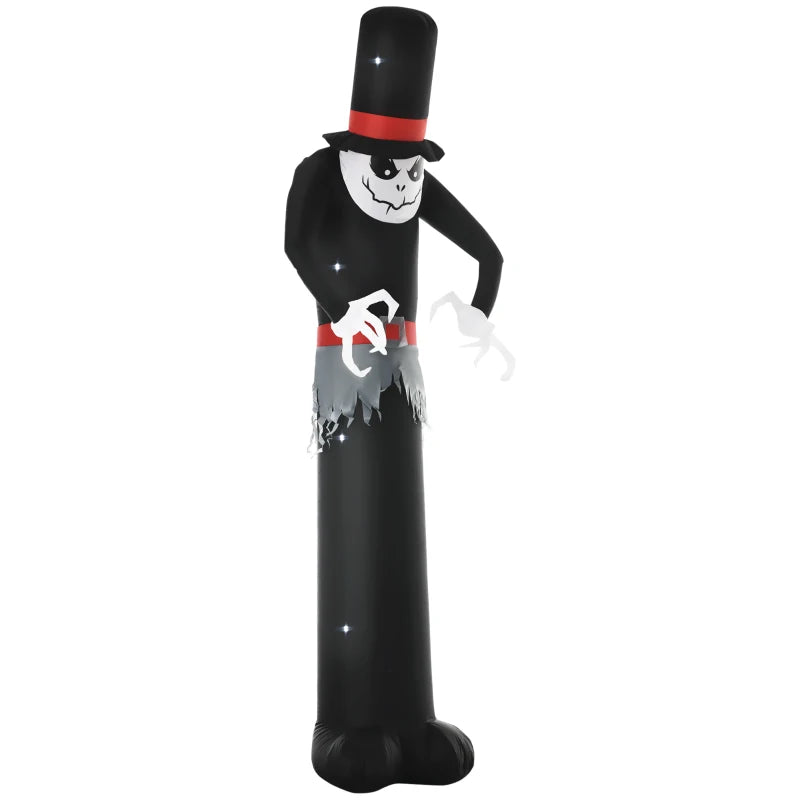 Giant 10ft Halloween Inflatable Ghost with Hat - LED Blow Up Scary Outdoor Decoration for Yard, Garden & Party