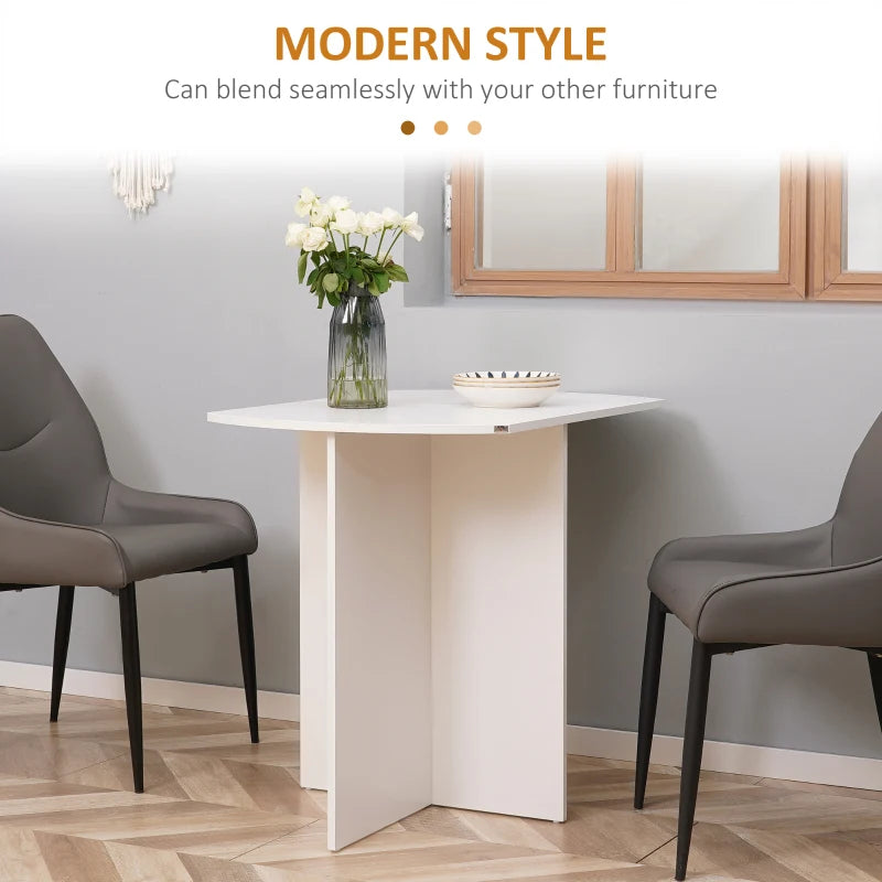 Stylish Four-Person Drop Leaf Dining Table in White - Space-Saving Design for Modern Homes and Small Dining Areas