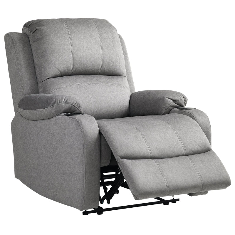 Grey Microfibre Manual Reclining Armchair with Footrest for Ultimate Comfort and Relaxation