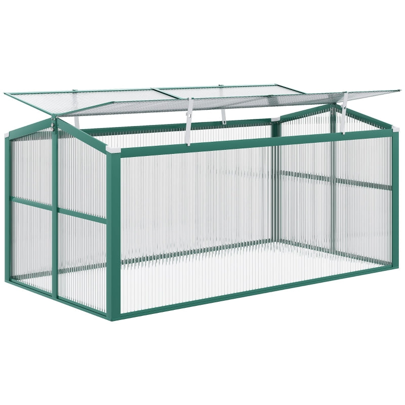 Green Aluminium Cold Frame Grow House for Flowers and Vegetables, 130x70x61cm
