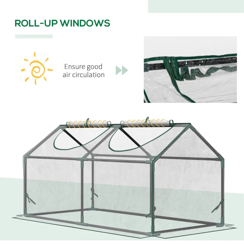 Clear Portable Mini Greenhouse for Garden with Zipped Windows, 120 x 60 x 60 cm