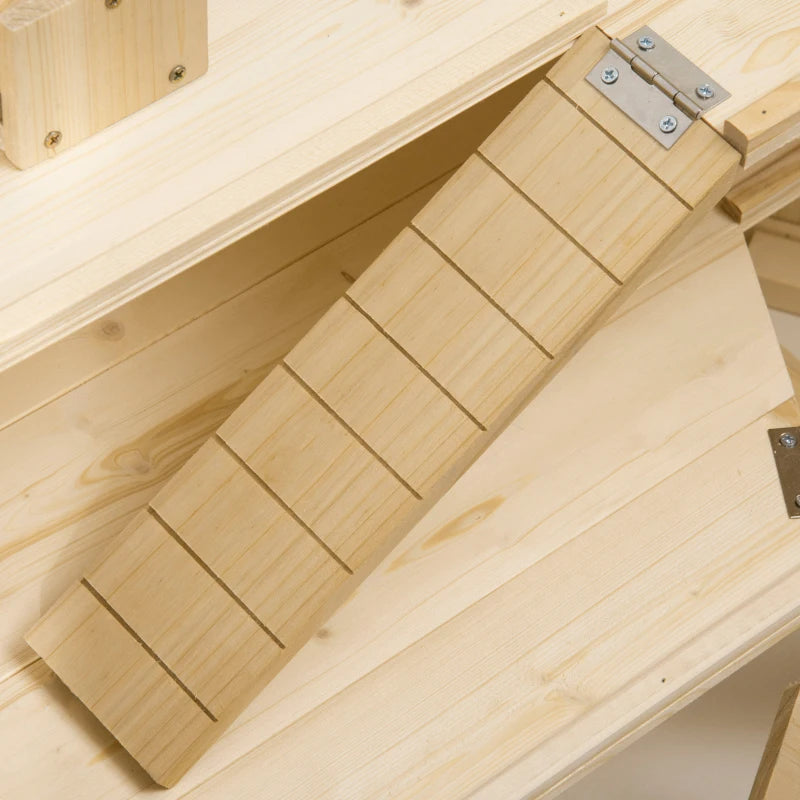 3 Tier Large Wooden Hamster Cage with Sliding Tray, Seesaws & Water Bottle - Natural Habitat for Small Pets
